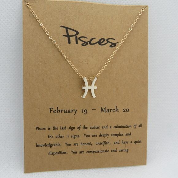Pisces Pendant Necklace Gold Zodiac Horoscope Necklace - Picture 2 of 3
